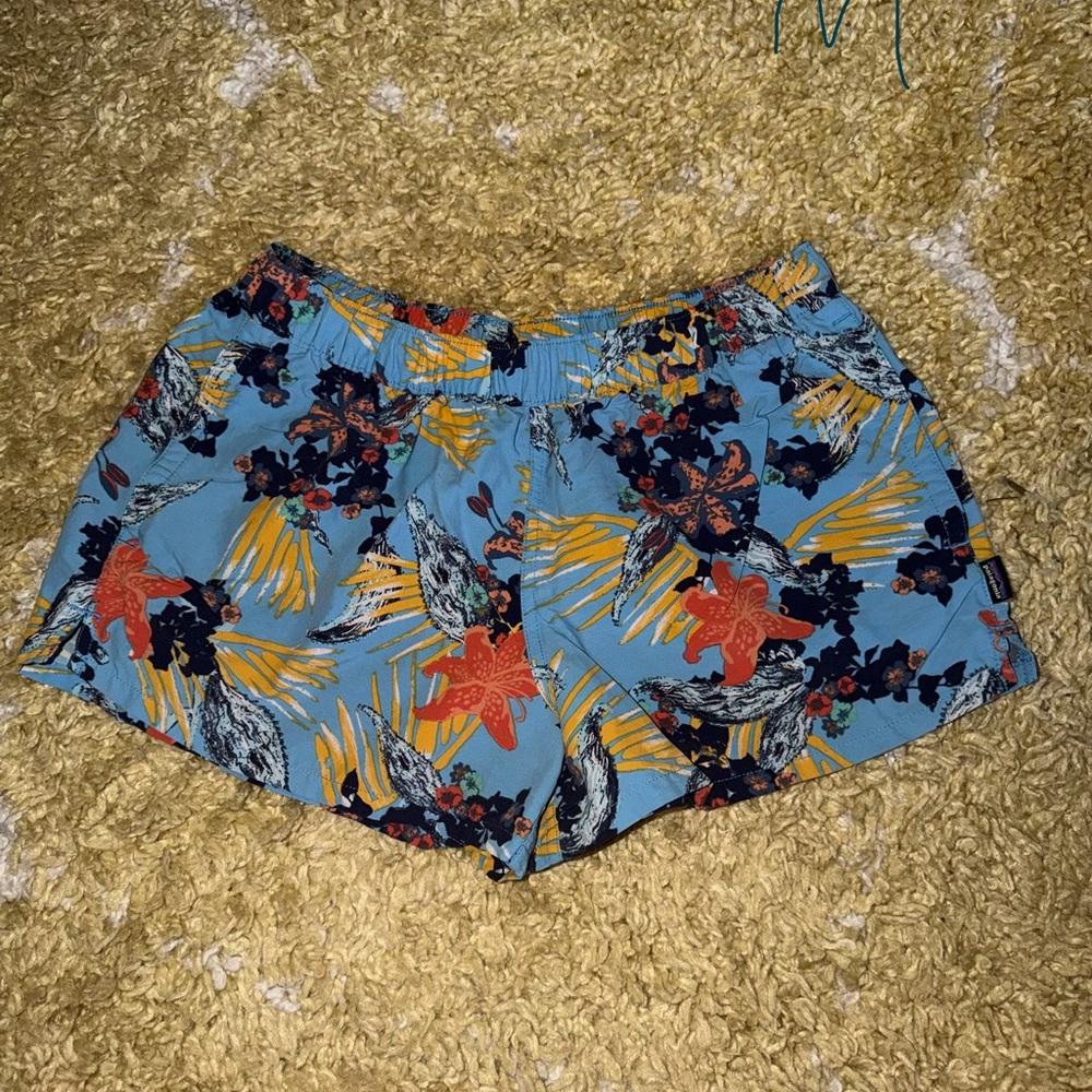 Patagonia Blue Floral Women's Athletic Shorts